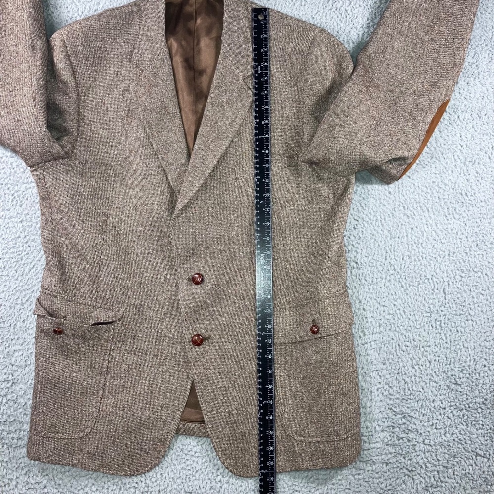 Garrison Park Tweed Blazer Men 44 Elbow Patch Two Button Sports Coat Made In USA - Picture 6 of 11